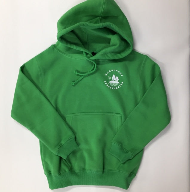 Hoodie - WOODLANDS KINDER- small left chest print AND LARGE CENTRE BACK PRINT